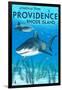 Providence, Rhode Island - Tiger Shark-Lantern Press-Framed Art Print