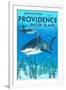 Providence, Rhode Island - Tiger Shark-Lantern Press-Framed Art Print