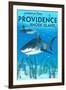 Providence, Rhode Island - Tiger Shark-Lantern Press-Framed Art Print