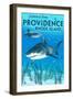 Providence, Rhode Island - Tiger Shark-Lantern Press-Framed Art Print