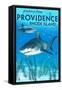 Providence, Rhode Island - Tiger Shark-Lantern Press-Framed Stretched Canvas