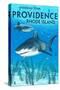 Providence, Rhode Island - Tiger Shark-Lantern Press-Stretched Canvas