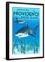 Providence, Rhode Island - Tiger Shark-Lantern Press-Framed Art Print