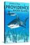 Providence, Rhode Island - Tiger Shark-Lantern Press-Stretched Canvas
