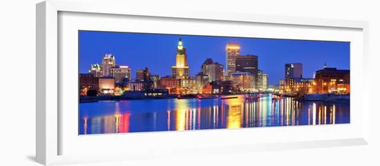 Providence, Rhode Island, USA Panorama from across the Providence River.-SeanPavonePhoto-Framed Photographic Print