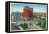 Providence, RI, Exchange Place with City Hall, Biltmore Hotel, Civil War Monument-Lantern Press-Framed Stretched Canvas