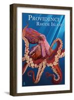 Providence, RI - Red Octopus-Lantern Press-Framed Art Print