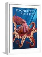 Providence, RI - Red Octopus-Lantern Press-Framed Art Print