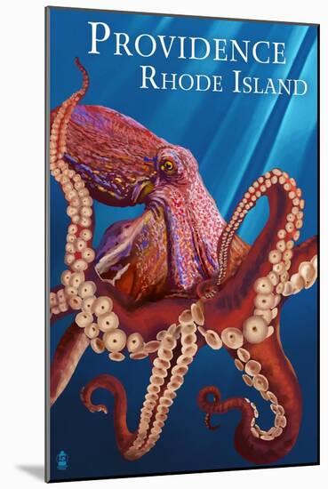 Providence, RI - Red Octopus-Lantern Press-Mounted Art Print