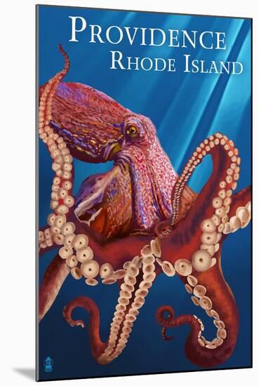 Providence, RI - Red Octopus-Lantern Press-Mounted Art Print