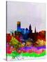 Providence Watercolor Skyline-NaxArt-Stretched Canvas