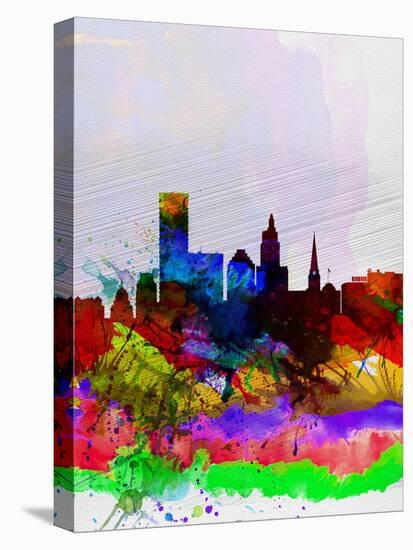 Providence Watercolor Skyline-NaxArt-Stretched Canvas