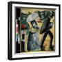 Province. Scene De La Vie Quotidienne Dans Les Rues D'un Petit Village, Un Couple, Surpris Par La P-Kazimir Severinovich Malevich-Framed Giclee Print