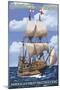 Provincetown 2020, Massachusetts - Mayflower II-Lantern Press-Mounted Art Print
