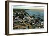 Provincetown, Massachusetts - Eastern Aerial View of Town from Pilgrim Monument-Lantern Press-Framed Art Print