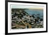 Provincetown, Massachusetts - Eastern Aerial View of Town from Pilgrim Monument-Lantern Press-Framed Art Print
