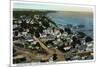 Provincetown, Massachusetts - Eastern Aerial View of Town from Pilgrim Monument-Lantern Press-Mounted Art Print