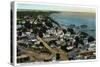 Provincetown, Massachusetts - Eastern Aerial View of Town from Pilgrim Monument-Lantern Press-Stretched Canvas