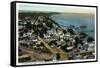 Provincetown, Massachusetts - Eastern Aerial View of Town from Pilgrim Monument-Lantern Press-Framed Stretched Canvas