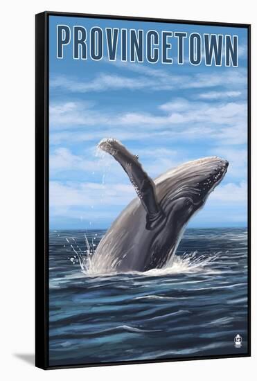 Provincetown, Massachusetts - Humpback Whale Scene-Lantern Press-Framed Stretched Canvas