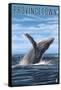 Provincetown, Massachusetts - Humpback Whale Scene-Lantern Press-Framed Stretched Canvas