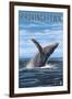 Provincetown, Massachusetts - Humpback Whale Scene-Lantern Press-Framed Art Print