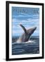 Provincetown, Massachusetts - Humpback Whale Scene-Lantern Press-Framed Art Print