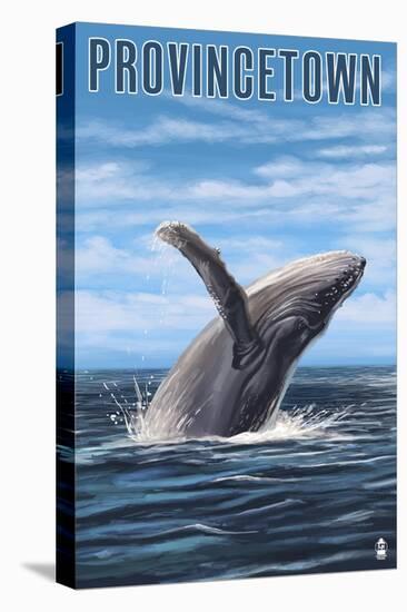 Provincetown, Massachusetts - Humpback Whale Scene-Lantern Press-Stretched Canvas