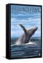 Provincetown, Massachusetts - Humpback Whale Scene-Lantern Press-Framed Stretched Canvas