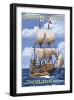 Provincetown, Massachusetts - Mayflower II-Lantern Press-Framed Art Print