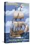 Provincetown, Massachusetts - Mayflower II-Lantern Press-Stretched Canvas