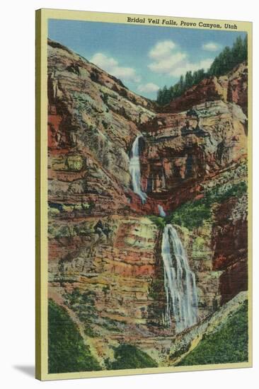 Provo Canyon, Utah, View of Bridal Veil Falls-Lantern Press-Stretched Canvas