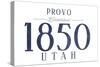 Provo, Utah - Established Date (Blue)-Lantern Press-Stretched Canvas