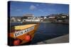 Prow of the Cape Clear Ferry in the Harbour and Behind, Dún Na Sead Castle, Built in 1215-null-Stretched Canvas