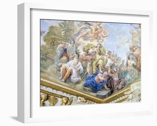 Prudence, Detail of Cycle of Frescoes in Hall of Mirrors-Luca Giordano-Framed Giclee Print