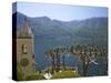 Pruned Plane Trees and Chapel of Villa Balbianello, in Spring Sunshine, Lenno, Lake Como, Italy-Peter Barritt-Stretched Canvas