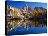 Prusik Peak and Temple Ridge, Reflected in Sprite Lake, Enchantment Lakes-Jamie & Judy Wild-Stretched Canvas