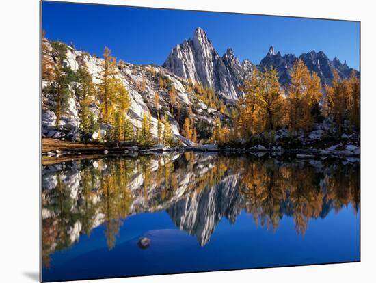 Prusik Peak and Temple Ridge, Reflected in Sprite Lake, Enchantment Lakes-Jamie & Judy Wild-Mounted Photographic Print