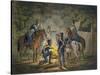 Prussian Hussars on a Night Picket, C.1799-1802 (Colour Litho)-Conrad Gessner-Stretched Canvas