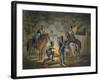 Prussian Hussars on a Night Picket, C.1799-1802 (Colour Litho)-Conrad Gessner-Framed Giclee Print