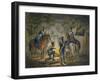 Prussian Hussars on a Night Picket, C.1799-1802 (Colour Litho)-Conrad Gessner-Framed Giclee Print