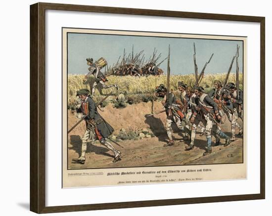 Prussian Musketeers and Grenadiers on the March from Mahren to Kustrin-Carl Rochling-Framed Giclee Print