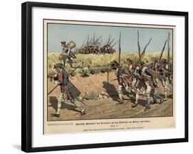 Prussian Musketeers and Grenadiers on the March from Mahren to Kustrin-Carl Rochling-Framed Giclee Print