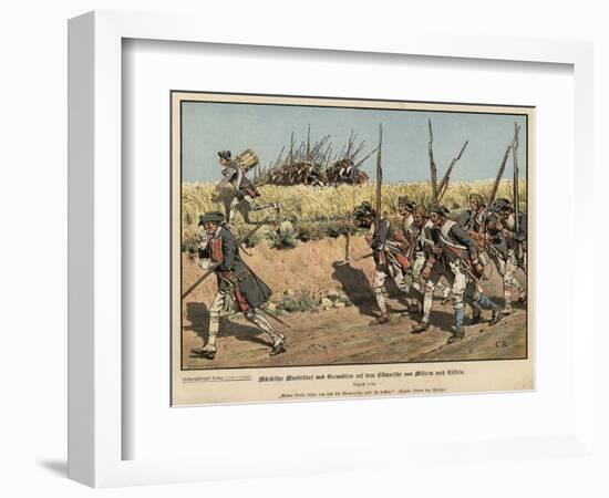 Prussian Musketeers and Grenadiers on the March from Mahren to Kustrin-Carl Rochling-Framed Giclee Print