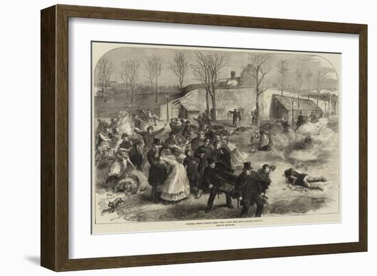 Prussian Shells Falling Inside Paris, Scene Near Mont Parnasse Cemetery-null-Framed Giclee Print