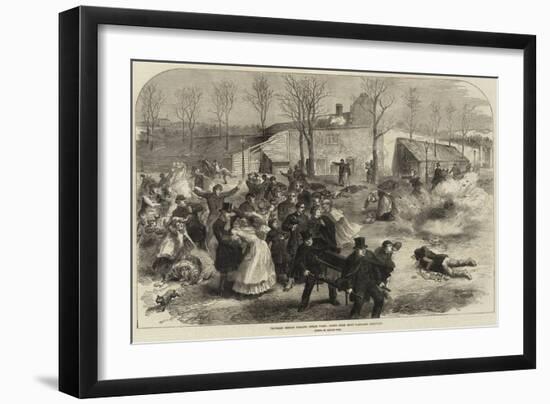 Prussian Shells Falling Inside Paris, Scene Near Mont Parnasse Cemetery-null-Framed Giclee Print