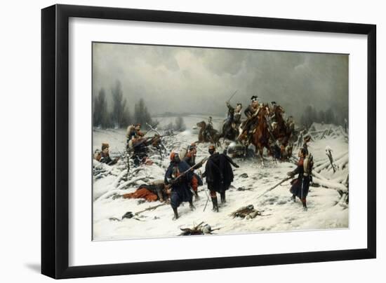 Prussian Uhlans Attacking French Zoaves, Franco Prussian War-Christian Sell-Framed Giclee Print