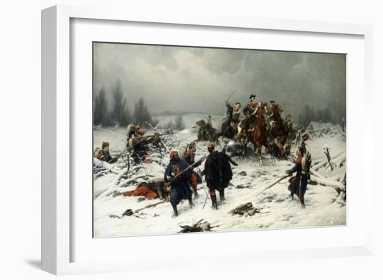 Prussian Uhlans Attacking French Zoaves, Franco Prussian War-Christian Sell-Framed Giclee Print