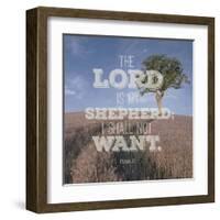 Psalm 23 The Lord is My Shepherd - B&W Field-Inspire Me-Framed Art Print