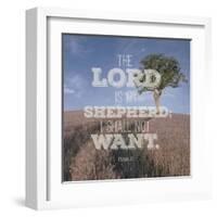 Psalm 23 The Lord is My Shepherd - B&W Field-Inspire Me-Framed Art Print